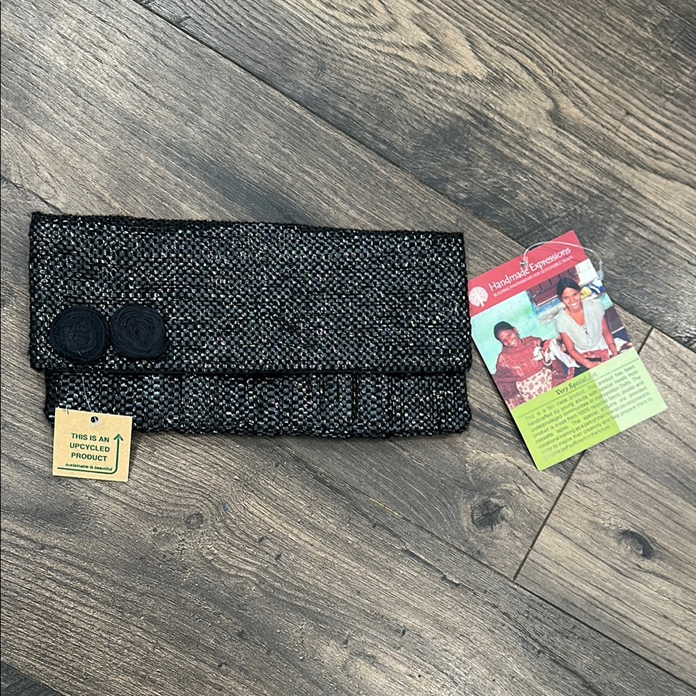 NWT Handmade Expressions Black UpCycle Clutch